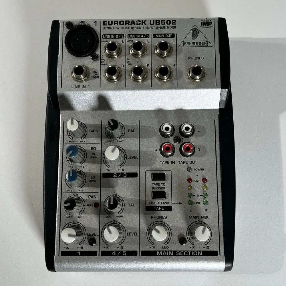 Behringer Eurorack UB502 Compact Mixer, 5 Channels, XLR/RCA, Phantom Power